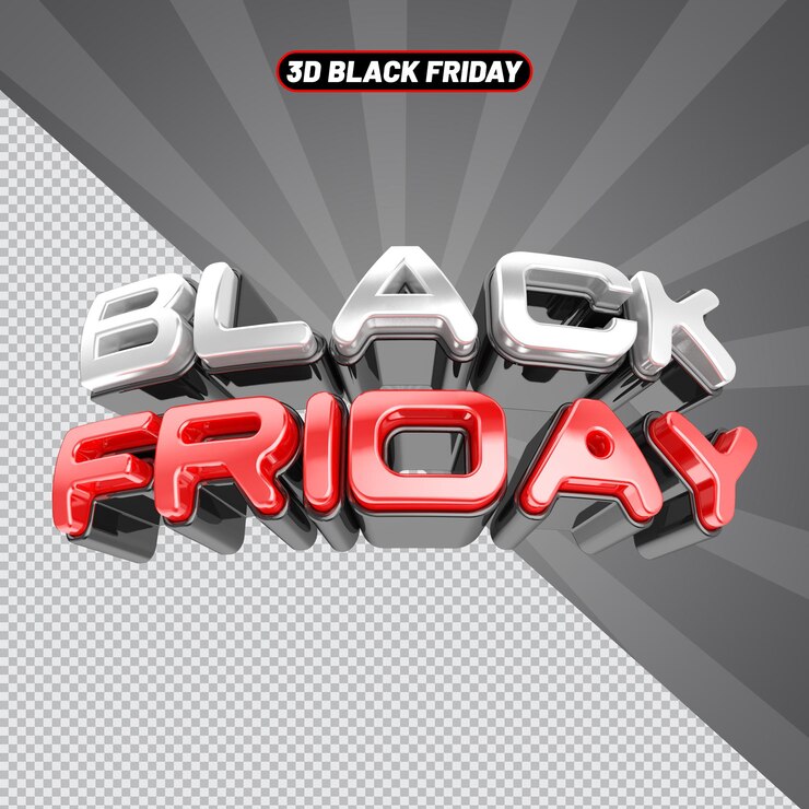 PSD representación 3d de texto negro del viernes