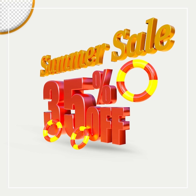 Representación 3d texto de oferta de descuento de venta de verano