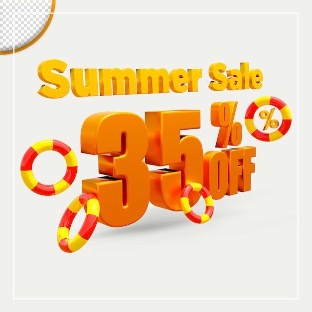 Representación 3d texto de oferta de descuento de venta de verano