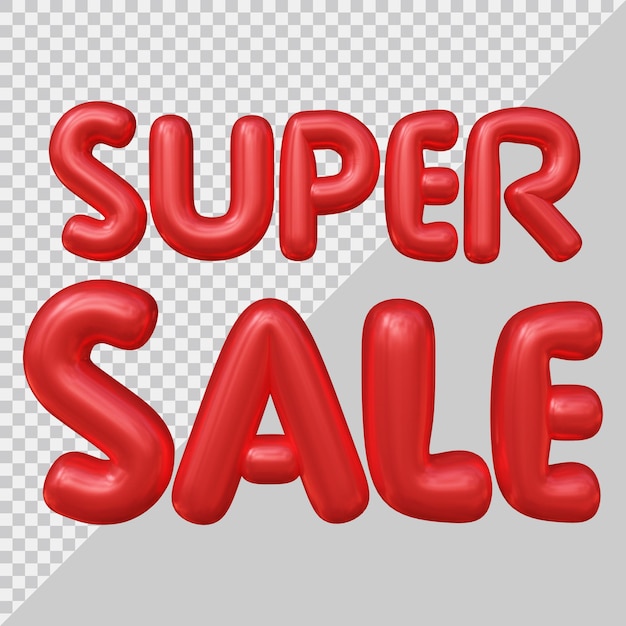 Representación 3d de texto de super venta con estilo moderno