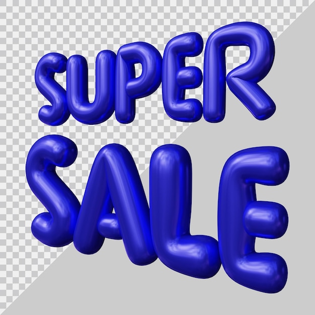 Representación 3d de texto de super venta con estilo moderno