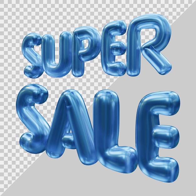 Representación 3d de texto de super venta con estilo moderno