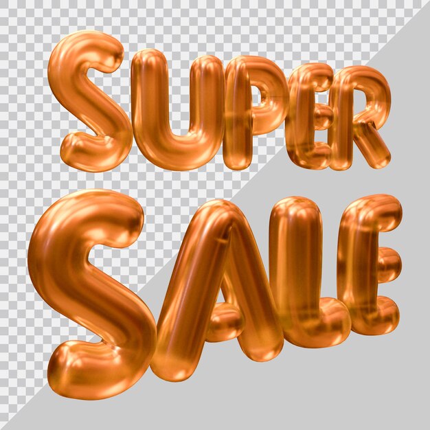 Representación 3d de texto de super venta con estilo moderno