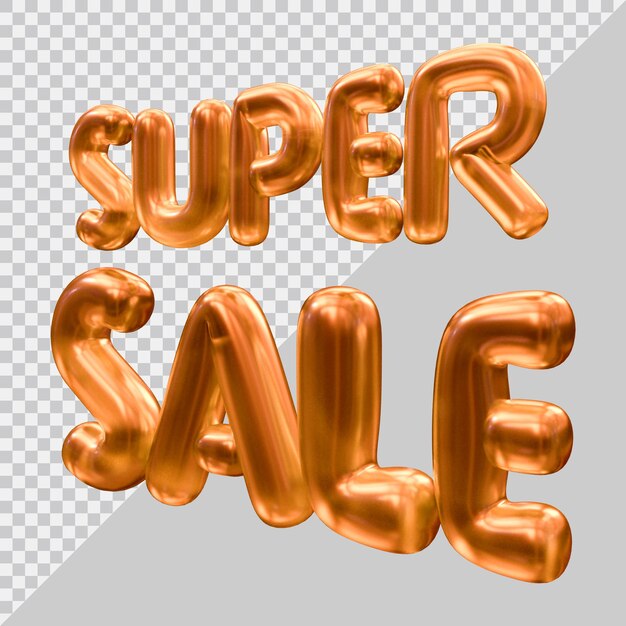 Representación 3d de texto de super venta con estilo moderno