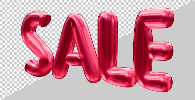 Representación 3D de texto de venta con estilo moderno.