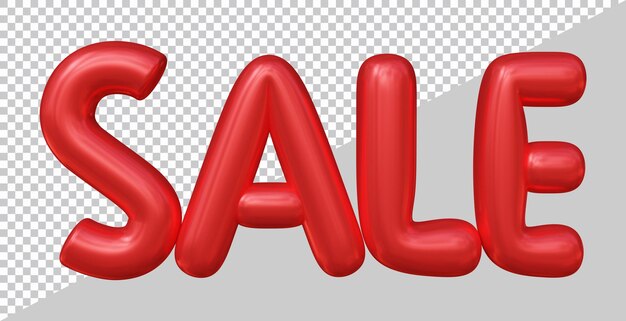 Representación 3D de texto de venta con estilo moderno.
