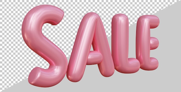 Representación 3D de texto de venta con estilo moderno.