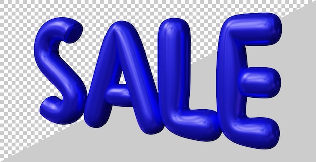 Representación 3D de texto de venta con estilo moderno.