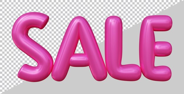 Representación 3D de texto de venta con estilo moderno.