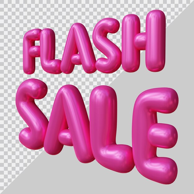 Representación 3d de texto de venta flash con estilo moderno