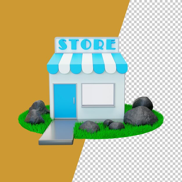 representación 3d de la tienda