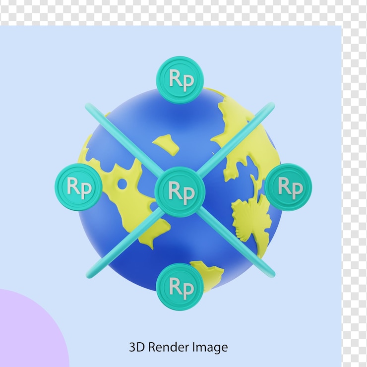 PSD representación 3d de las transacciones de divisas en rupias globales