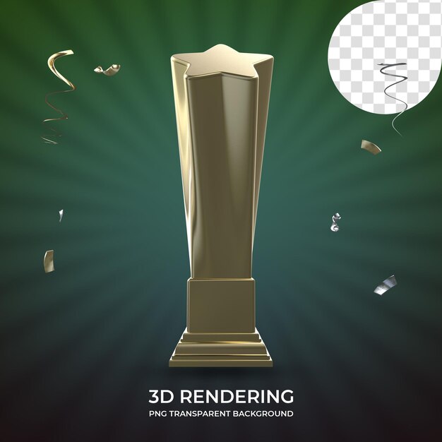 Representación 3d del trofeo Gold Star Awarding