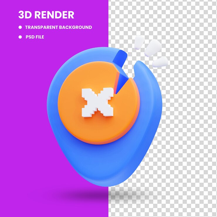 PSD la representación 3d de la ubicación de la ilustración del icono lindo no está disponible, estado vacío