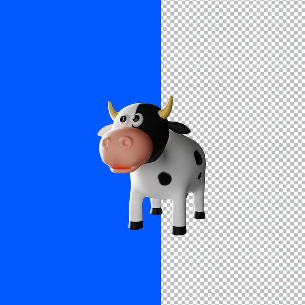 PSD representación 3d de vaca en blanco y negro