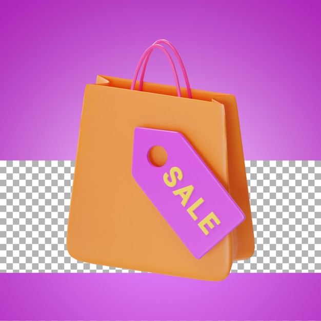 PSD representación 3d de la venta de la bolsa de compras