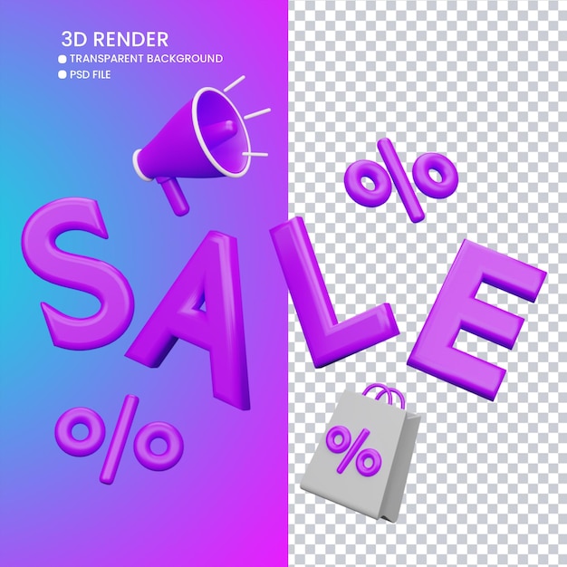 PSD representación 3d de venta para redes sociales.