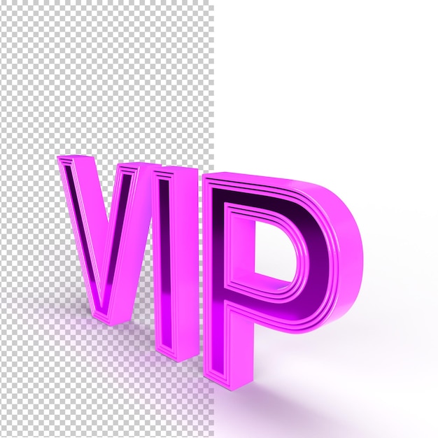 Representación 3d VIP letras 3d vista frontal aislada concepto de miembro exclusivo ilustración HD