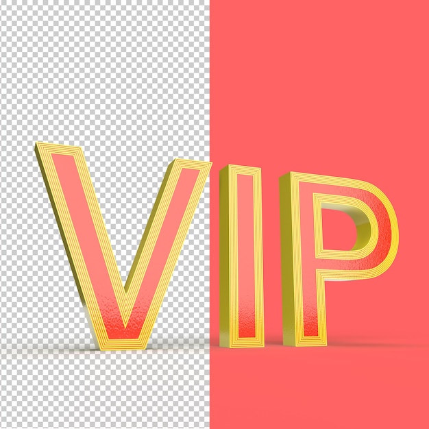 Representación 3d VIP letras 3d vista frontal aislada concepto de miembro exclusivo ilustración HD