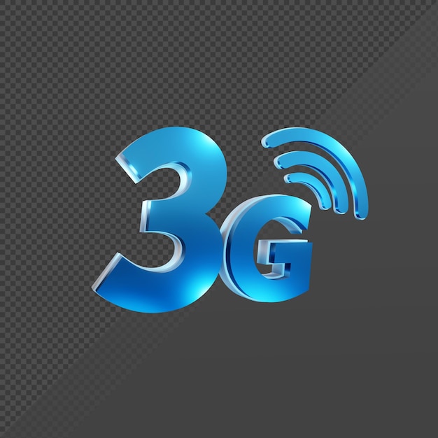 Representación 3D de vista en perspectiva del icono de señal de internet de velocidad de tercera generación 3G tres