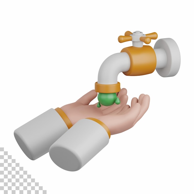Representación 3d wudhu aislado útil para la religión musulmana elemento de diseño ramadan kareem eid al fitr
