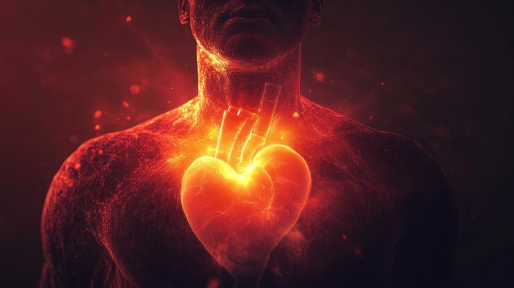 PSD representación abstracta de un corazón brillante dentro de un cuerpo