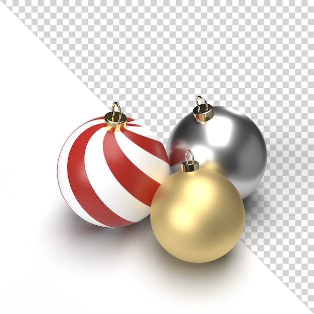 Representación aislada de la bola de Navidad de oro y plata 3D