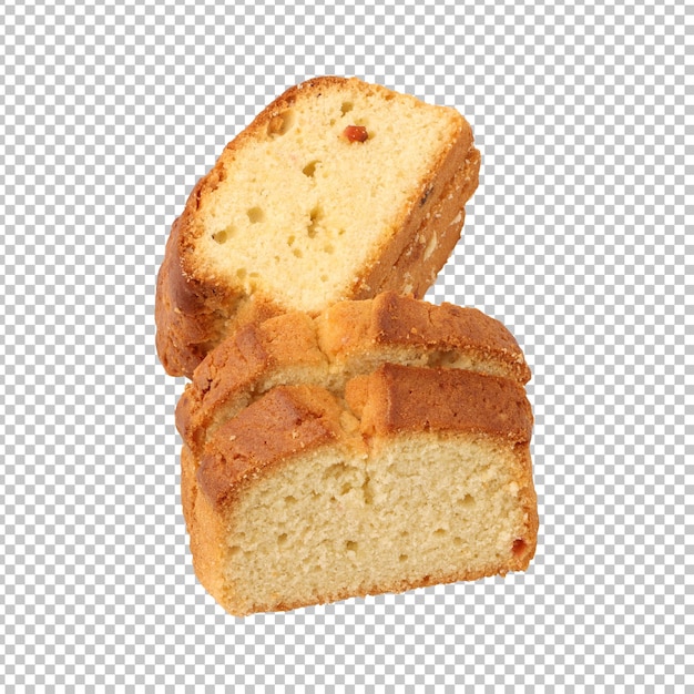 Representación aislada del pastel de libra en rodajas