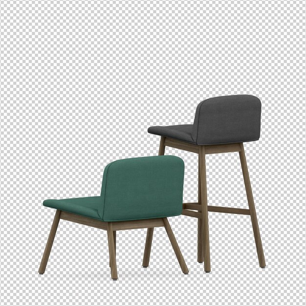 Representación aislada de sillas 3D