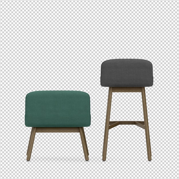 Representación aislada de sillas 3D