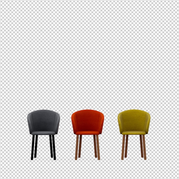 Representación aislada de sillas 3D