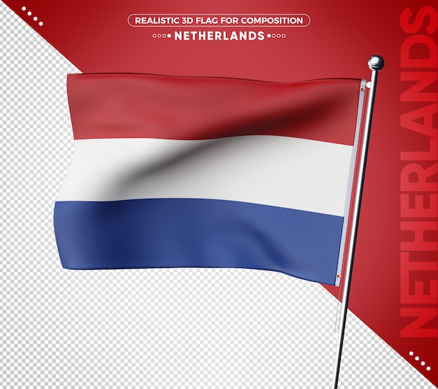 PSD representación de la bandera 3d de holanda aislada