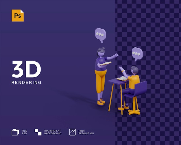 PSD representación del concepto 3d learn anywhere