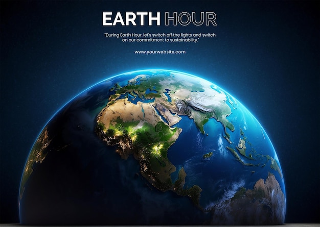 PSD representación del concepto de la hora del planeta de un globo terrestre digital que participa en la hora del planoeta