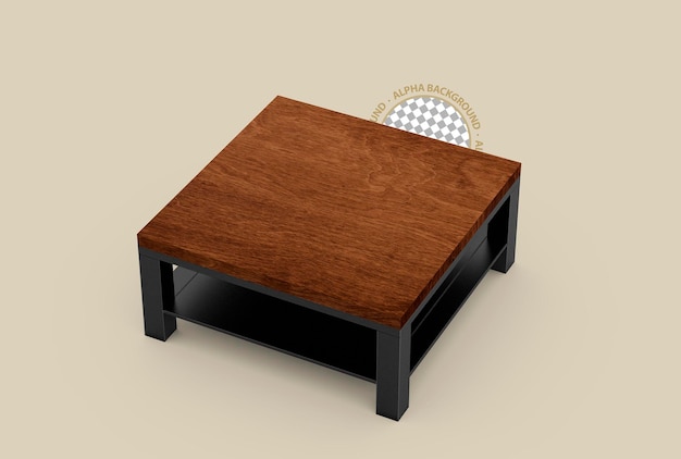 Representación de creador de escena de mesa de centro 3D aislada.