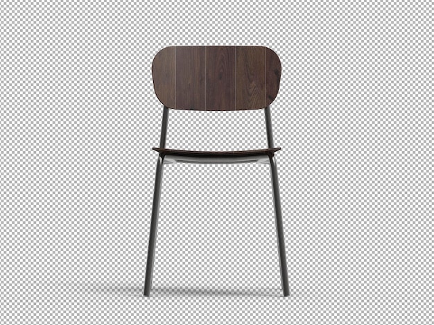 Representación de creador de escena de silla 3D aislada para proyectos de diseño de interiores o decoración.