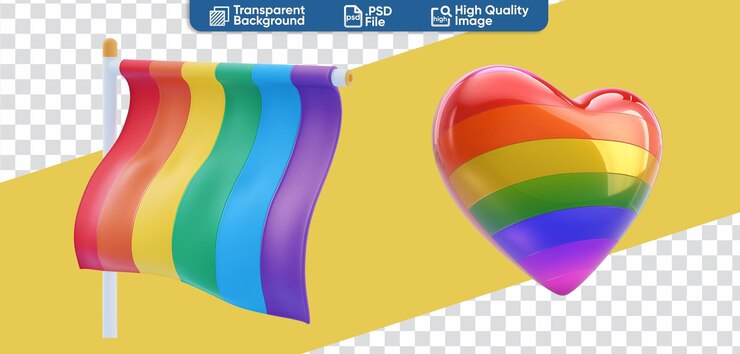 PSD representación dinámica de los símbolos lgbtq cartoon 3d