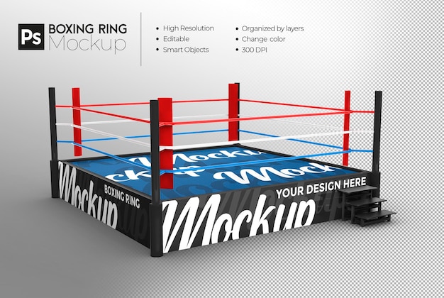 PSD representación del diseño de la maqueta del ring de boxeo