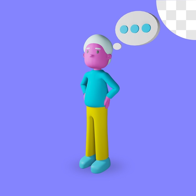 PSD representación del diseño del pensamiento masculino 3d aislada