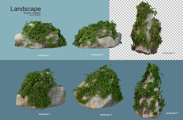 Representación de la disposición del paisaje de las plantas frente al mar