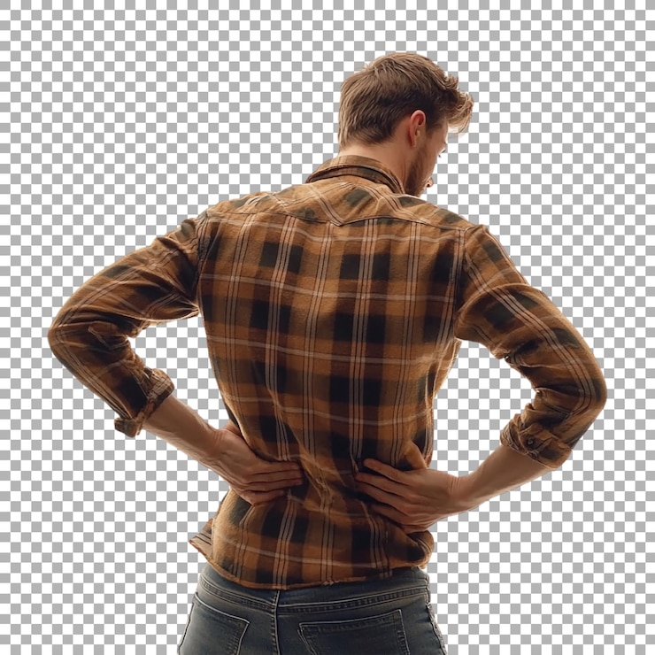 PSD representación de dolor de espalda de un hombre en un fondo transparente