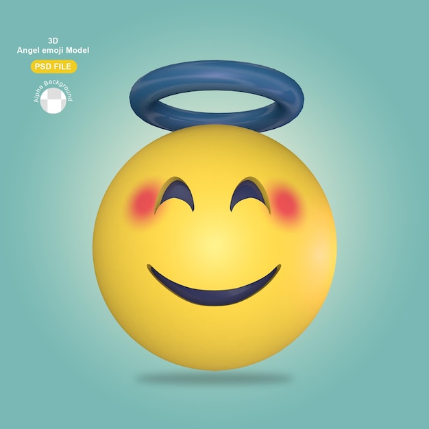 PSD representación de emoji de ángel 3d