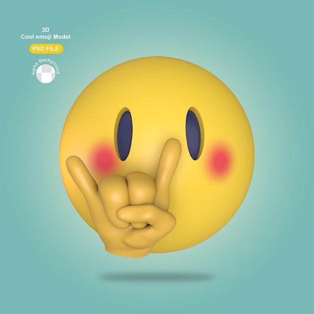 Representación de Emoji genial en 3D