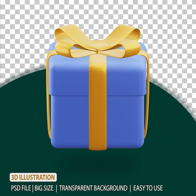 Representación de entrega de icono de caja de regalo 3d con fondo transparente