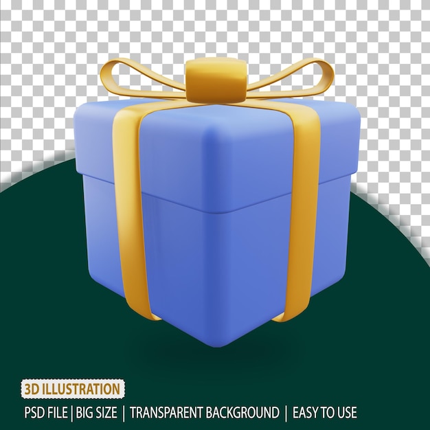 Representación de entrega de icono de caja de regalo 3d con fondo transparente
