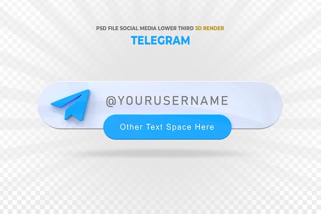 Representación de estilo 3d de banner de tercio inferior de telegram