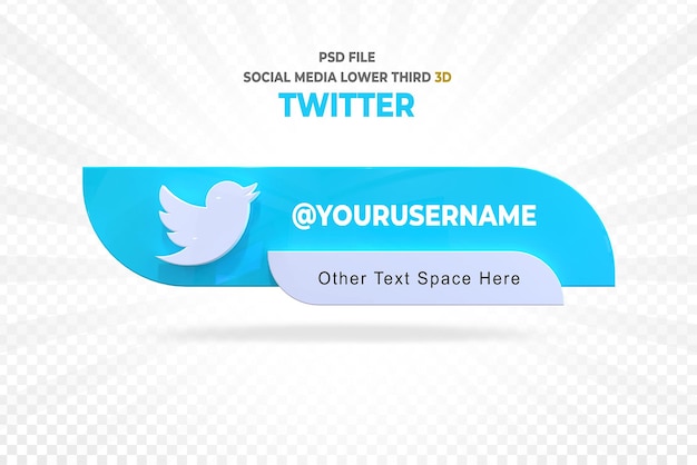 Representación de estilo 3d de banner de tercio inferior de Twitter