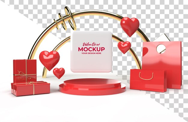 PSD representación de la etapa promocional de la maqueta de san valentín 3d para publicidad