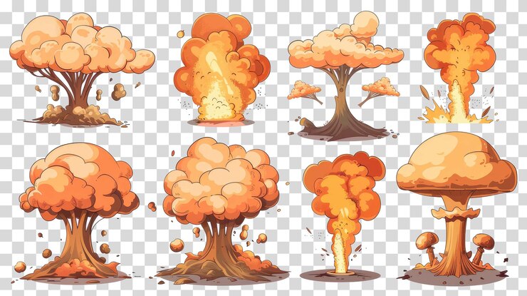 PSD representación de una explosión de bomba en un fondo transparente