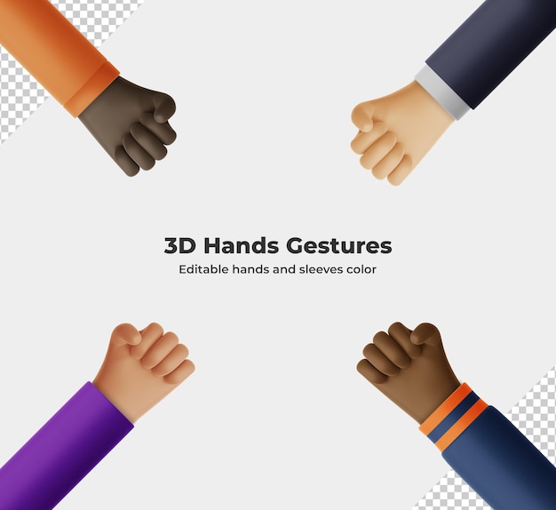 PSD representación de gesto de mano de dibujos animados en 3d